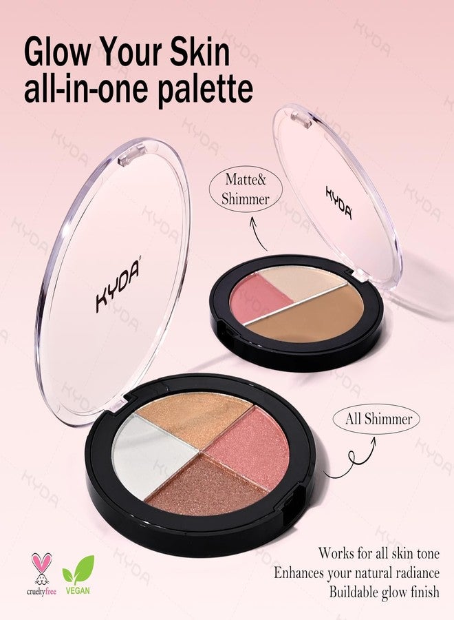 كيدا باليت إضاءة العيون والخدود من كيدا، 4 ألوان، باليت مكياج 4 في 1، حجم كامل يشمل برونزر، هايلايتر، أحمر خدود، وظلال عيون، مكياج تحديد ملامح الوجه، 0.804 أونصة - Image 5